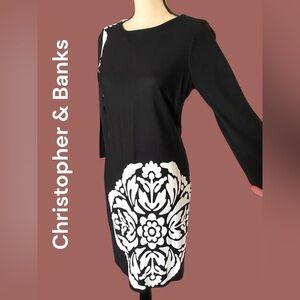 JUST Taylor-NWT size 4. rayon blend midi sheath dress, 3/4 sleeve, has stretch.